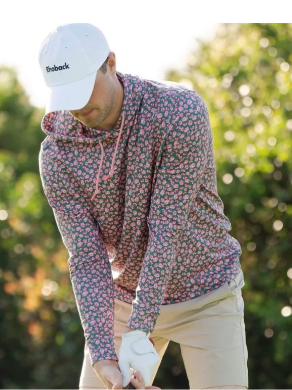 Rhoback Men’s The Azalea Hoodie Sz Medium Golf Activewear Floral Comfy Preppy - Picture 2 of 10